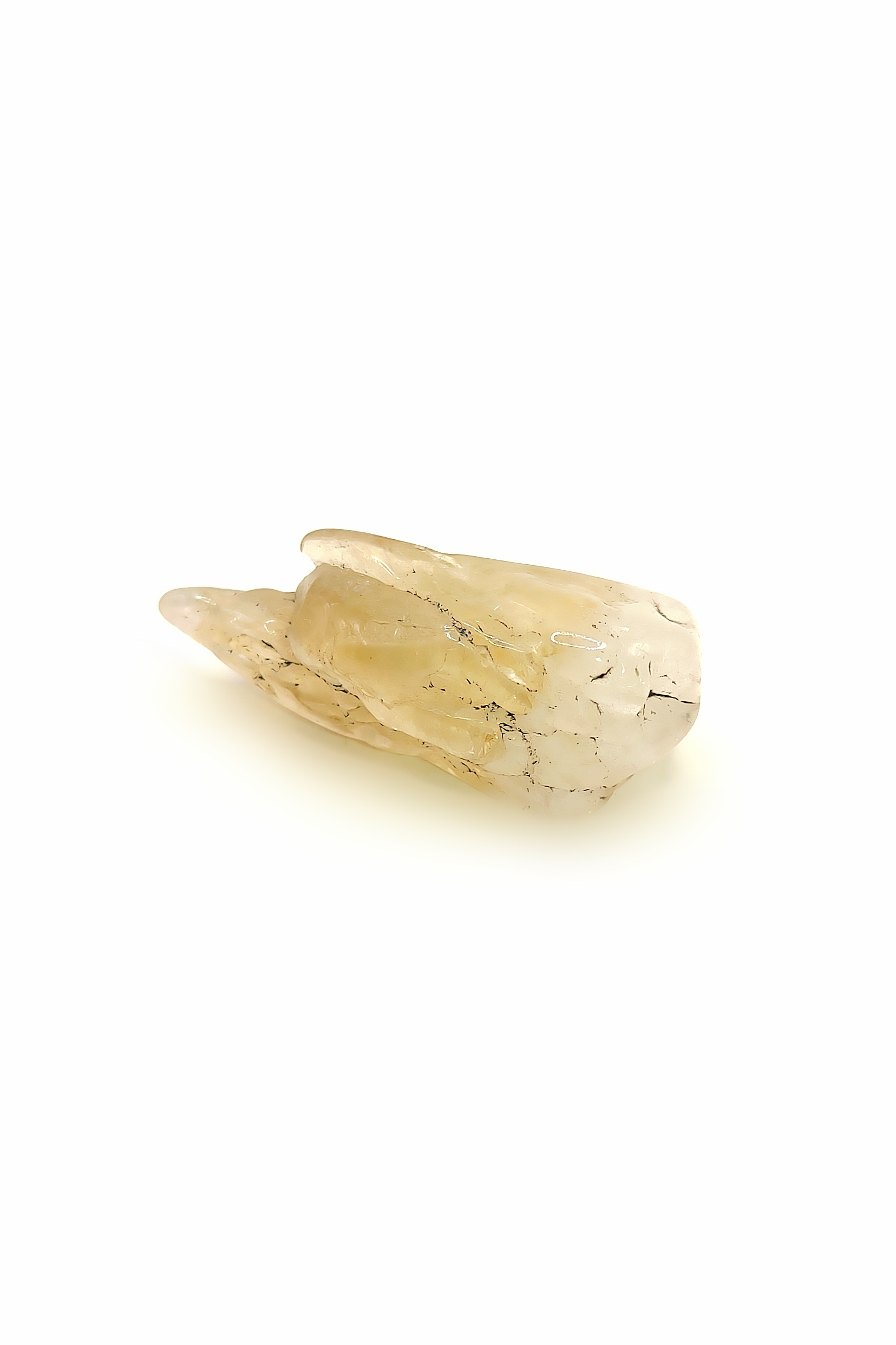 سنگ عقیق طبیعی عسلی به شکل دندان 🦷